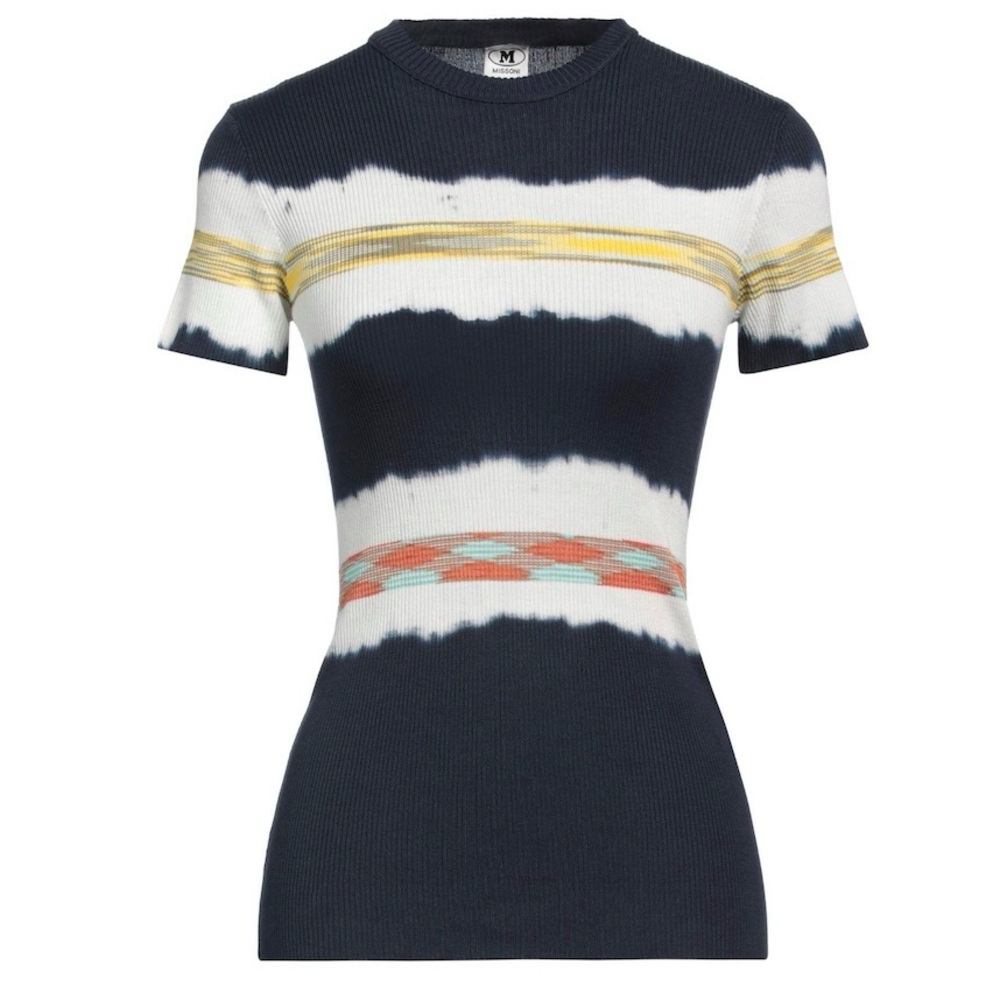 M Missoni Striped Navy and Yellow Women's T shirt